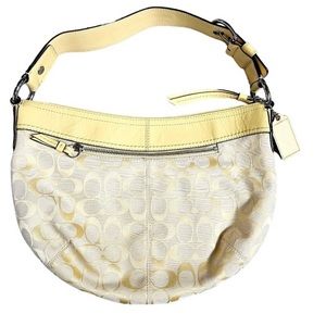 Coach Pleated Hobo Yellow Leather Purse #A1080 – F13040